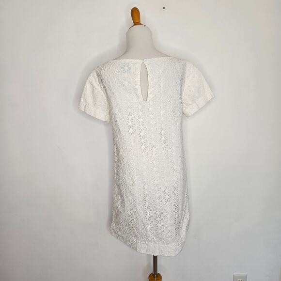 Kate Spade White Eyelet Shift Dress Summer Cotton Preppy Beach Women 2 - Picture 4 of 11